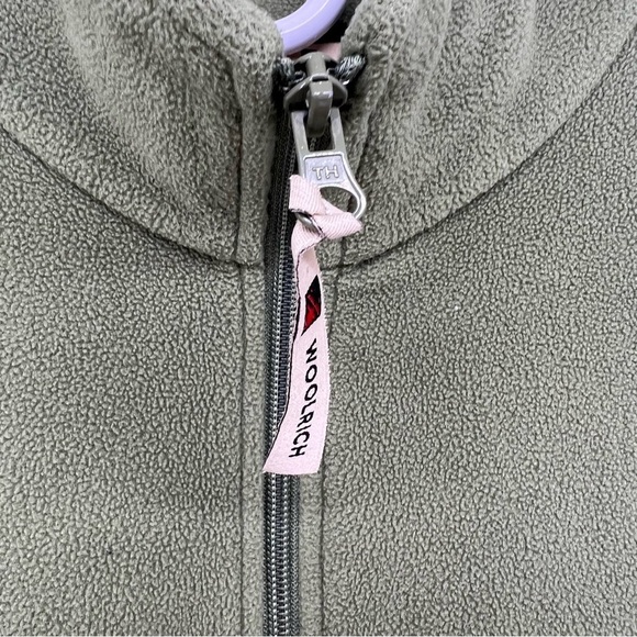 Woolrich Womens small petite olive colored fleece full zip jacket - Picture 5 of 6